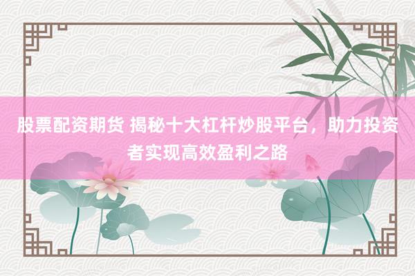 股票配资期货 揭秘十大杠杆炒股平台，助力投资者实现高效盈利之路