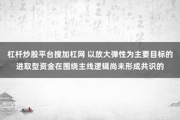 杠杆炒股平台搜加杠网 以放大弹性为主要目标的进取型资金在围绕主线逻辑尚未形成共识的