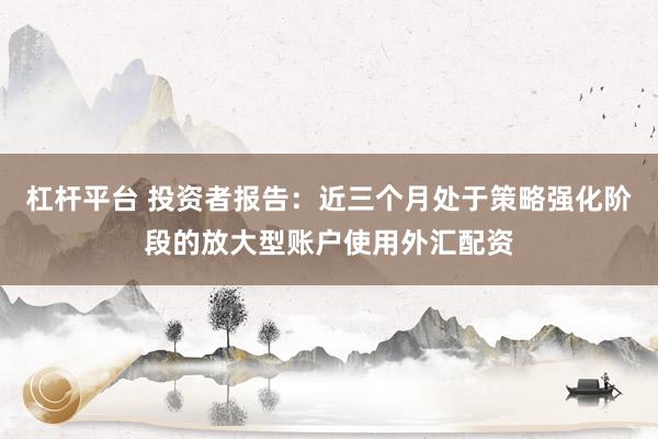 杠杆平台 投资者报告：近三个月处于策略强化阶段的放大型账户使用外汇配资