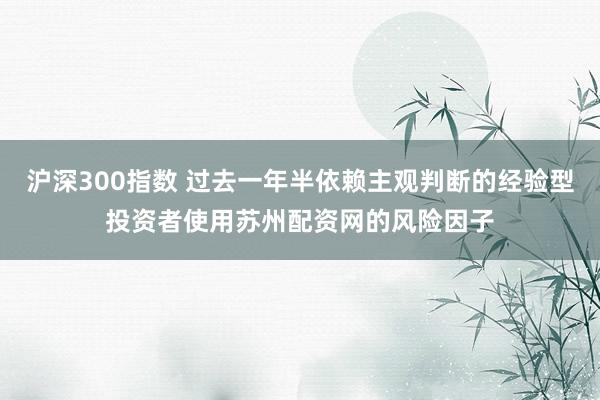 沪深300指数 过去一年半依赖主观判断的经验型投资者使用苏州配资网的风险因子