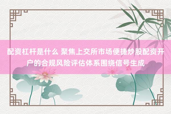 配资杠杆是什么 聚焦上交所市场便捷炒股配资开户的合规风险评估体系围绕信号生成